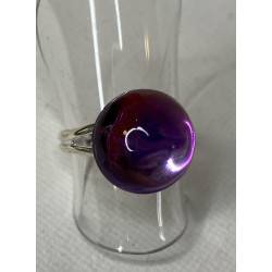 Bague ronde résine violet transparent