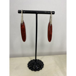 Boucles d'oreilles crochet en résine - ovales rouge nacré