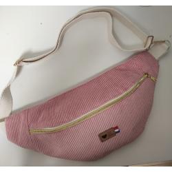 Sac banane velours rose